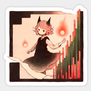 Paper Illustration of Devil Girl Sticker